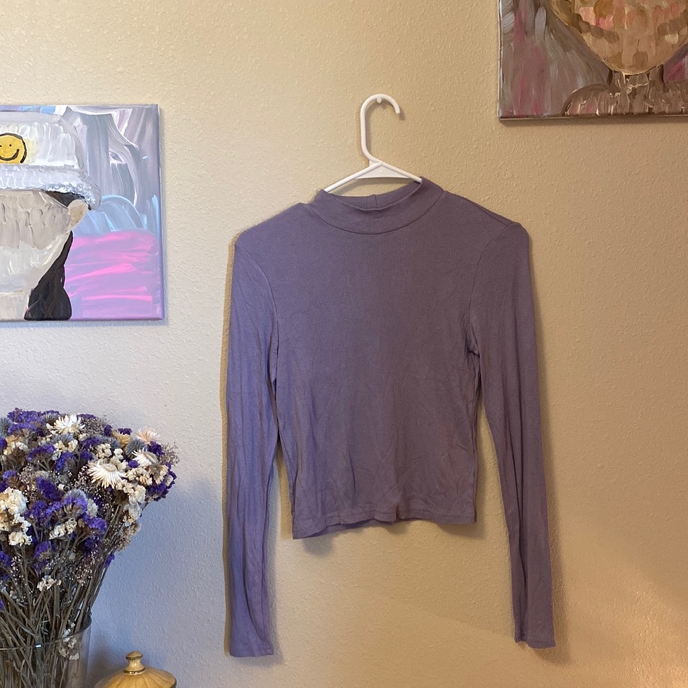 Turtleneck Purple Crop Top
